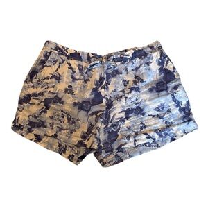 Tommy Bahama Shorts Women XL Blue Floral Watercolor Linen Fresco Drawstring